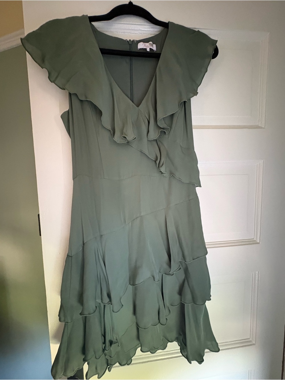 Parker Olive Green Ruffle Midi Dress
